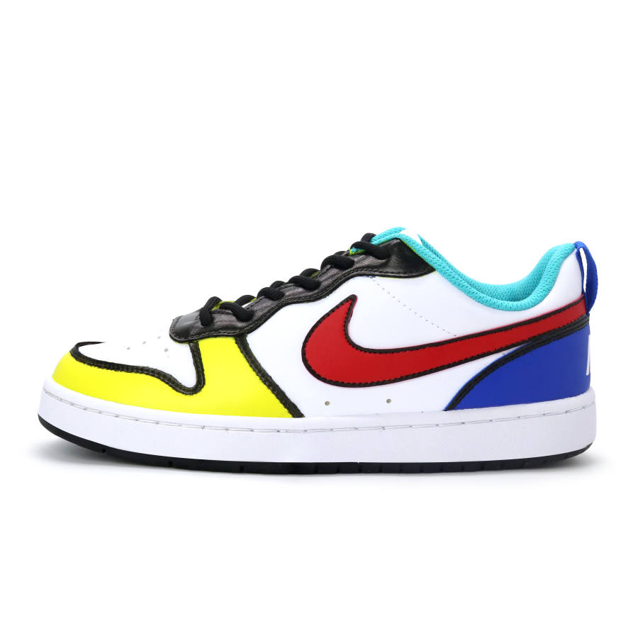 Nike Nike Court Borough Low Synthetic Leather Breathable Low top Kids' Skateboarding Shoes Blue Yellow White Red