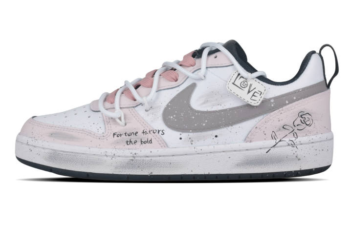 Nike Nike Court Borough Pink Rose Synthetic Leather Low top Skateboard Shoes Pink Kids'