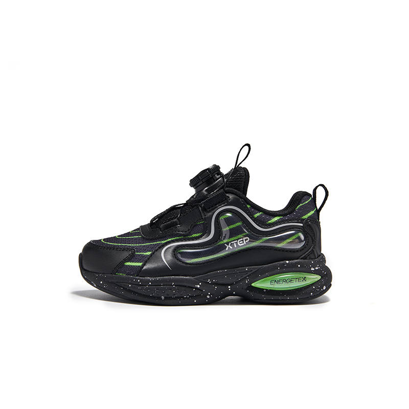 XTEP Aurora, Rotating Lock Slip Resistant, Abrasion Resistant, Breathable Low top Running Shoes Black 27 33