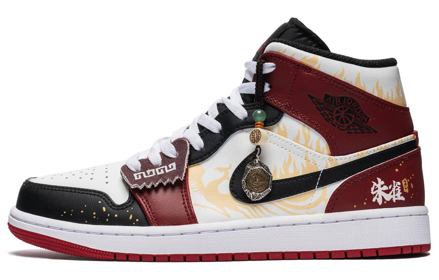 Jordan Jordan Air Jordan 1 Leather Mid top Children's Basketball Shoes Red Teenagers
