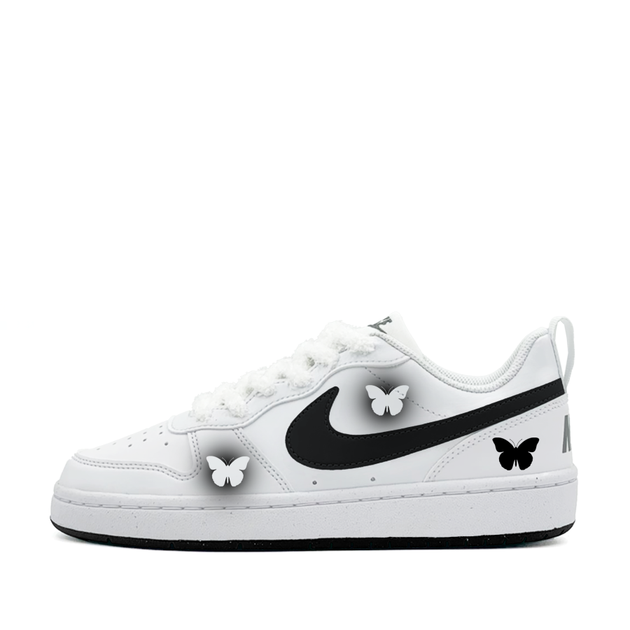 Nike Nike Court Borough Black Butterfly, Cute, Minimalist Style, Versatile, Fashion, Individual Trendy Synthetic Leather