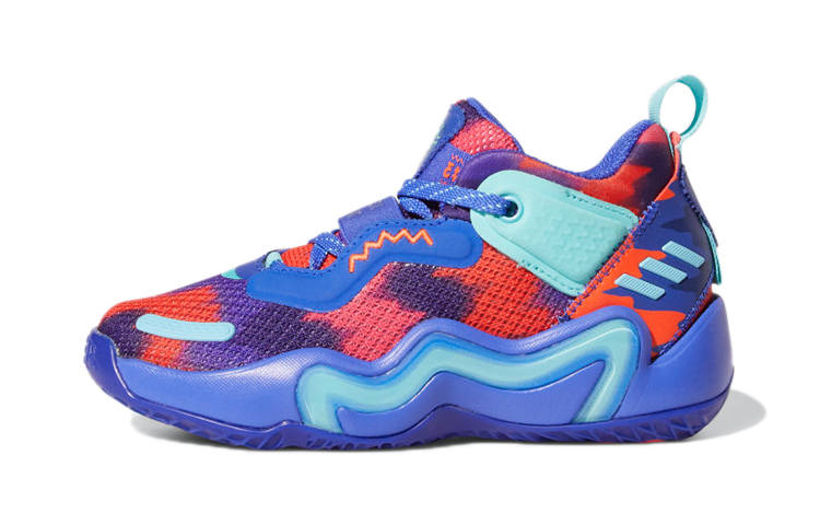Adidas Adidas D.O.N. Issue #3 Slip Resistant Low top Basketball Shoes Blue Red Patchwork Children Aged 3 7 Years Old