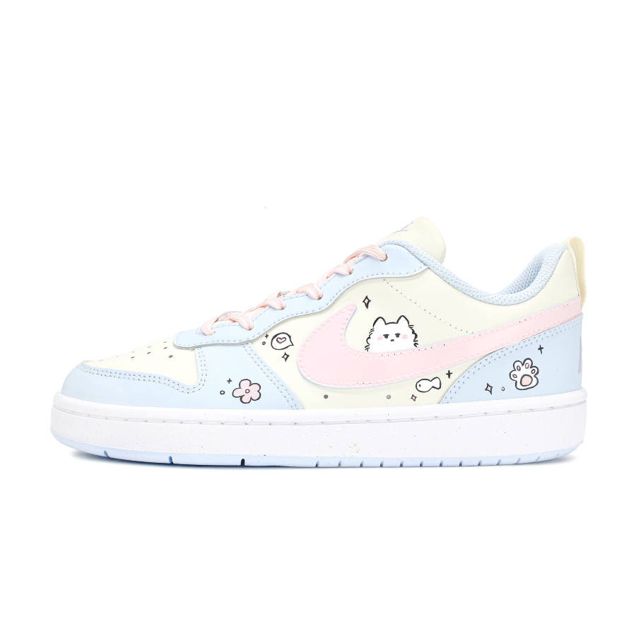 Nike Nike Court Borough Abrasion Resistant Low top Kids' Skateboarding Shoes Yellow Pink Blue Teenagers