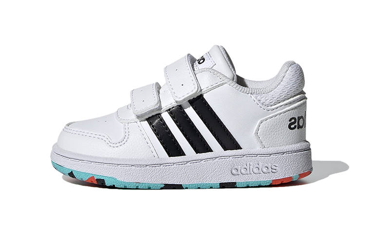 Adidas Neo Hoops 2.0 Abrasion Resistant Low top Toddler Shoes White Black Infant And Toddler