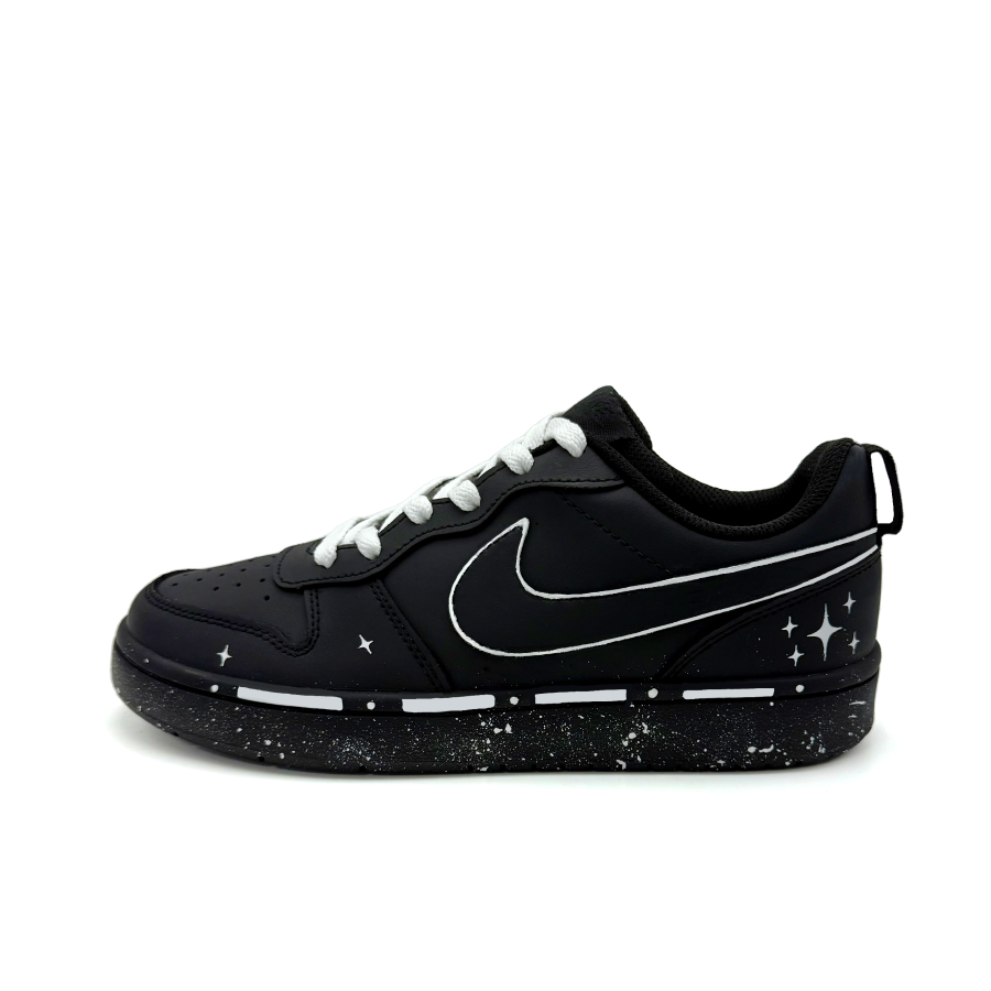 Nike Nike Court Borough Starry Night Leather Slip Resistant Low top Kids' Skateboarding Shoes Black Teenagers