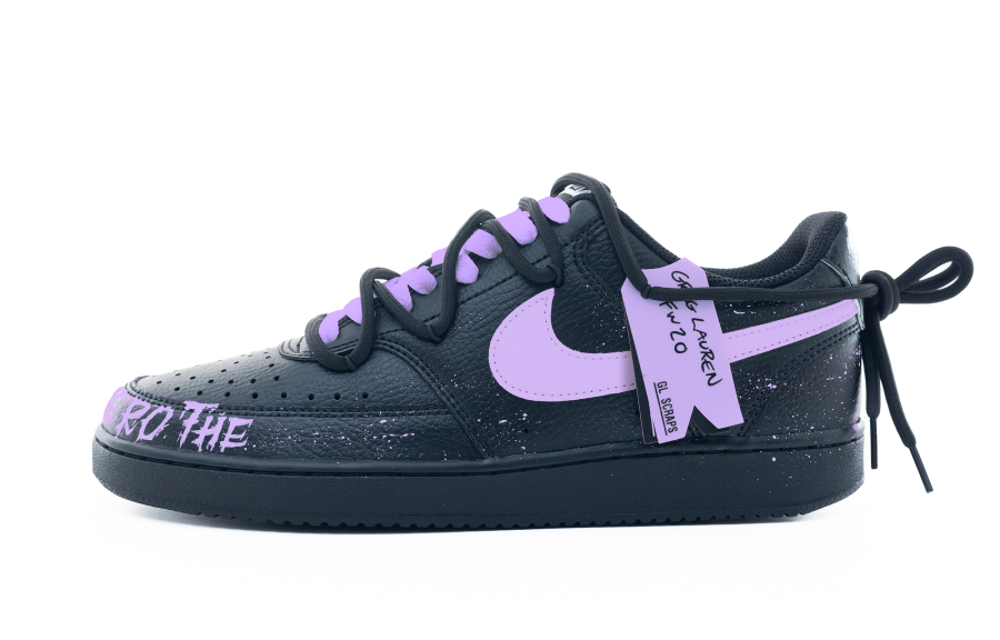 Nike Nike Court Vision 1 Night Flame Synthetic Leather Abrasion Resistant Low top Skateboard Shoes Men's Black Purple