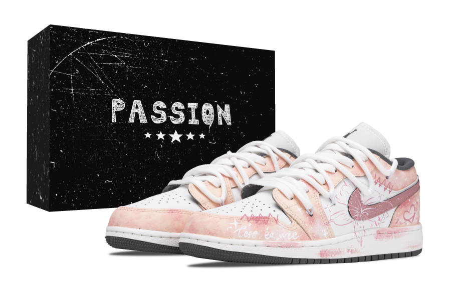 Jordan Jordan Air Jordan 1 Butterfly Love Synthetic Leather Abrasion Resistant Low top Children's Basketball Shoes Pink