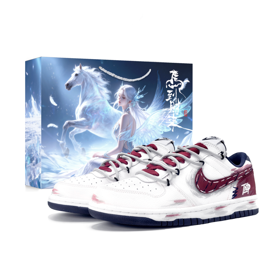 Nike Nike Big Flame Red Shadow Leather Cushioning Low top Skateboard Shoes Men's Burgundy