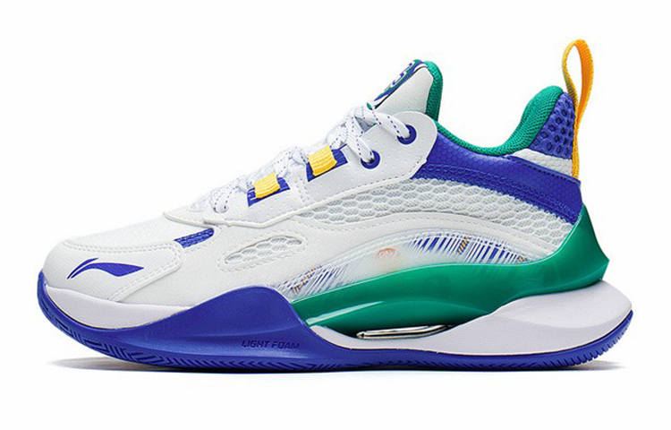 Li-Ning YOUNG Li Ning YOUNG Avant Garde Ling TEAM 2.5 Mid top Basketball Shoes White Green Blue Teenagers