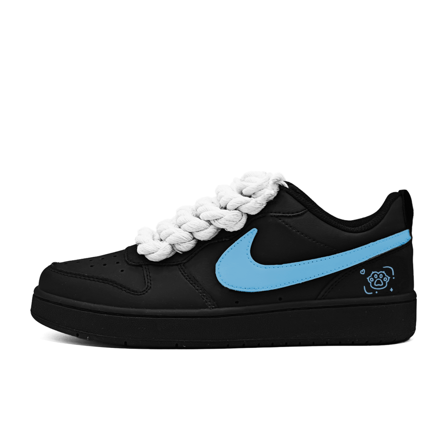Nike Nike Court Borough Peach Blue Jam Leather Slip Resistant Low top Kids' Skateboarding Shoes Blue