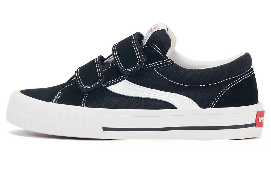 Vision Street Wear Hook and loop Slip Resistant Abrasion Resistant Low top Kids Canvas Shoes Black White Kids'