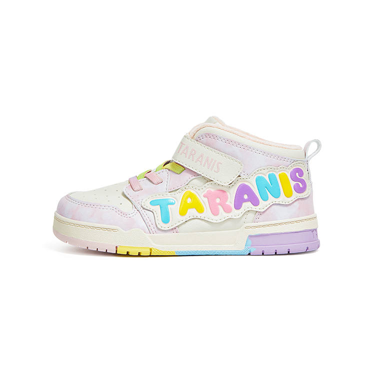 TARANIS Winter Fleece Lined Thermal Girls Casual Sports Lightweight Comfortable Kids' Skateboarding Shoes White Pink