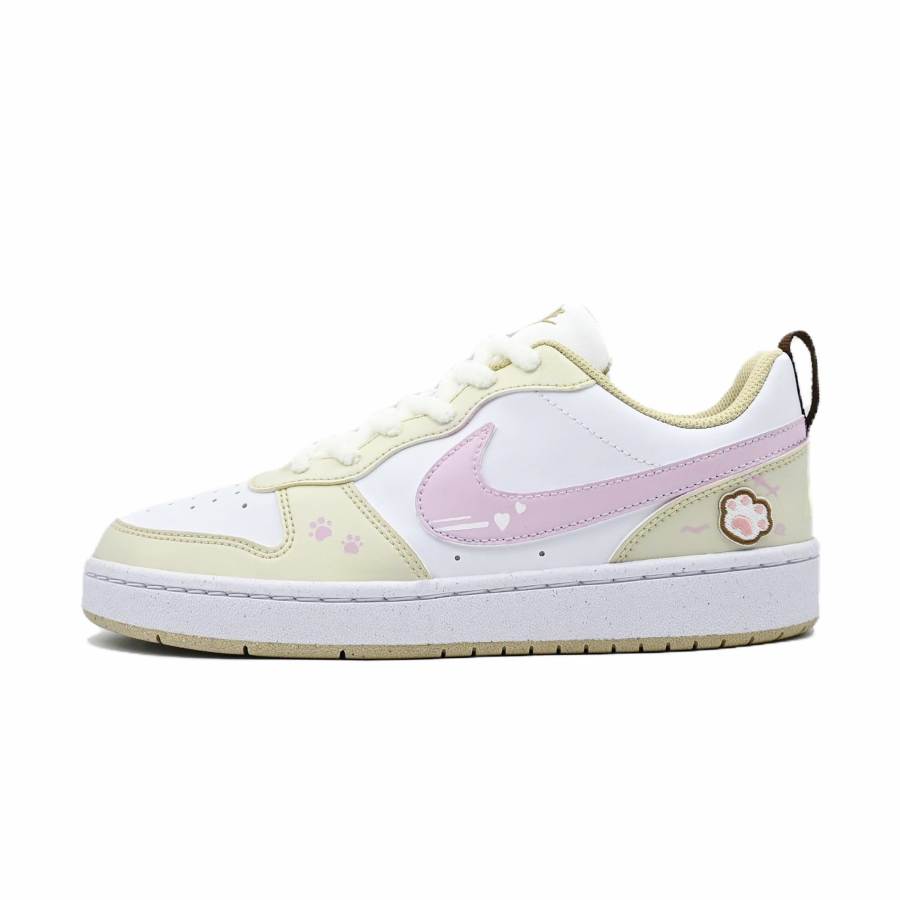 Nike Nike Court Borough Cat Paw Jelly Slip Resistant Abrasion Resistant Low top Kids' Skateboarding Shoes Yellow Teenagers