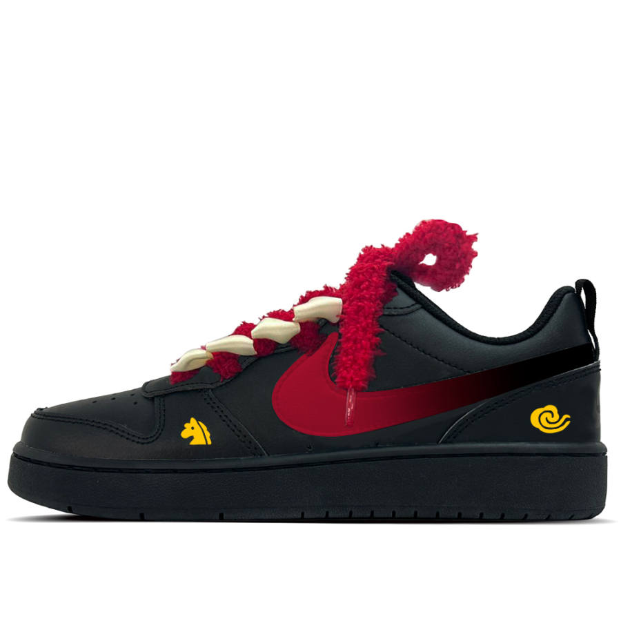 Nike Nike Court Borough Cloud Footwear Leather Slip Resistant Abrasion Resistant Low top Kids' Skateboarding Shoes Black