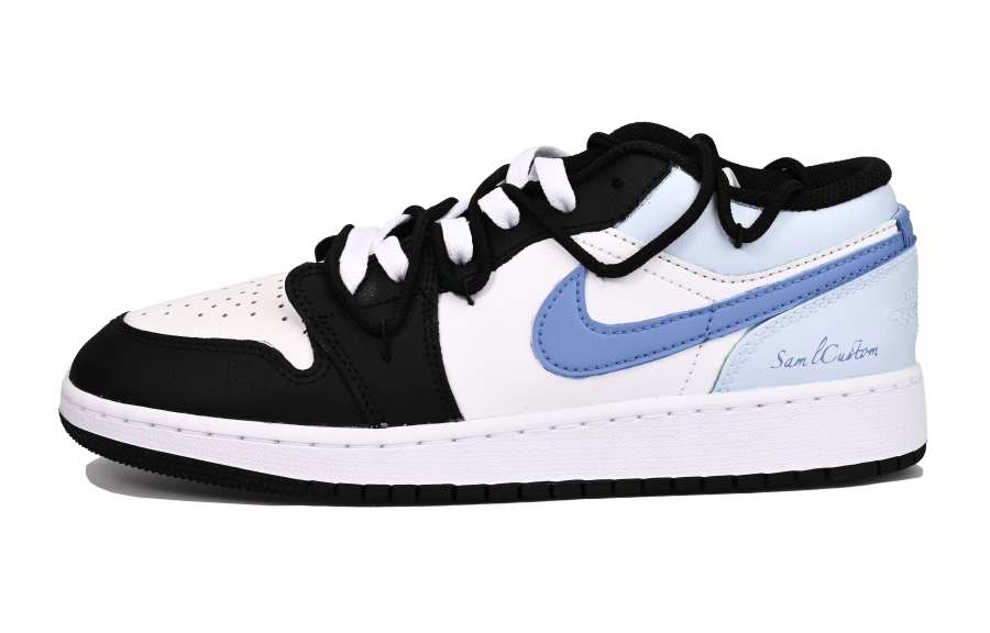 Jordan Jordan Air Jordan 1 Leather Low top Children's Basketball Shoes Blue Black Teenagers