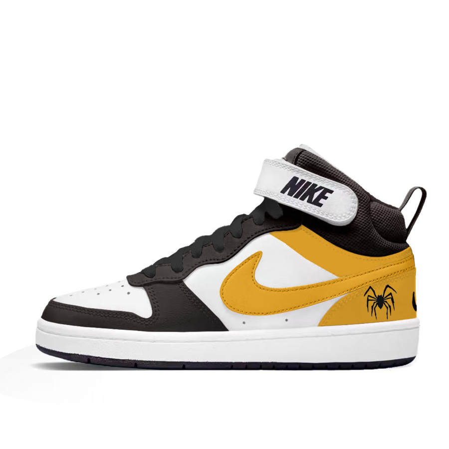 Nike Nike Court Borough 2 Black Yellow Spider Leather Slip Resistant Abrasion Resistant Slip Resistant Abrasion Resistant