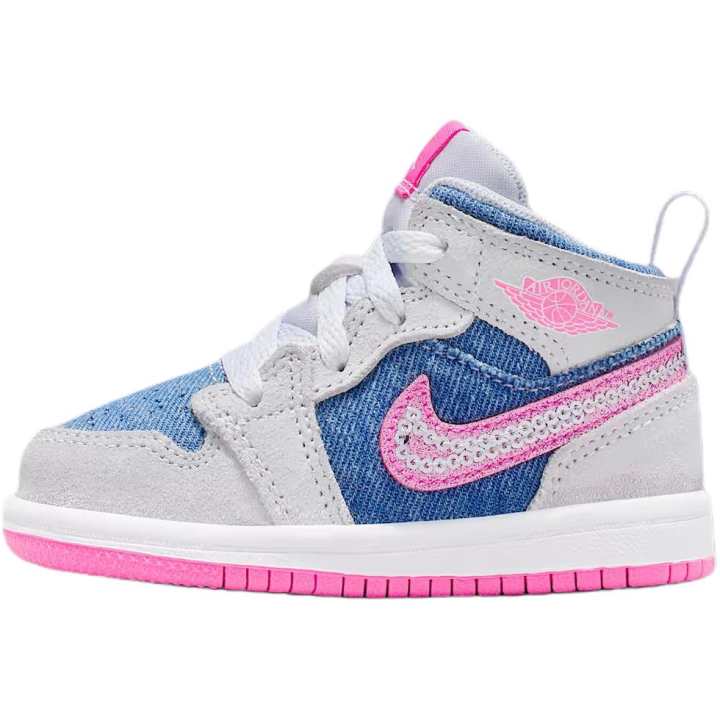 Jordan Jordan 1 Cushioning Support Cushioning Support Mid top Toddler Shoes Gray/Blue Infant And Toddler