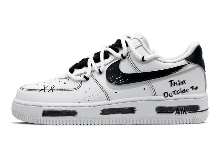 Nike Nike Air Force 1 Night Dreamer Leather Slip Resistant Abrasion Resistant Low top Skateboard Shoes Black White Unisex