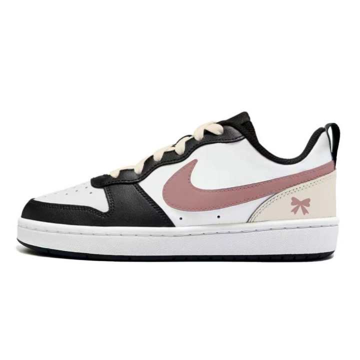 Nike Nike Court Borough Bowknot Leather Abrasion Resistant Low top Skateboard Shoes Kids'