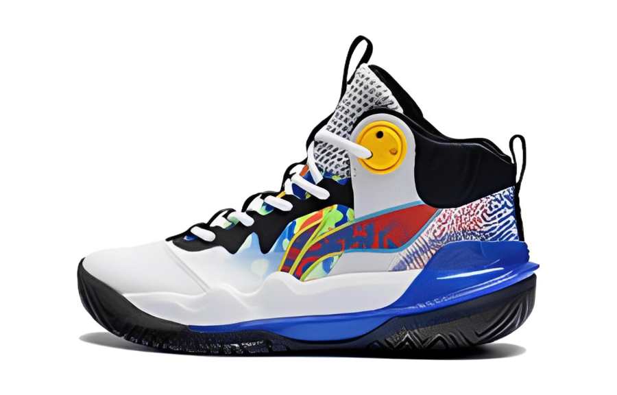 Li-Ning YOUNG Li Ning YOUNG Avant Garde Power TEAM 3.0 Cushioning Abrasion Resistant High top Children's Basketball Shoes White Blue