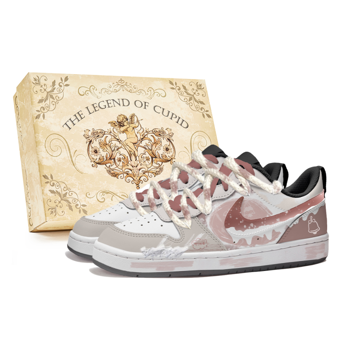 Nike Nike Court Borough Box, First Snow Slip Resistant Abrasion Resistant Low top Kids' Skateboarding Shoes Brown White Red