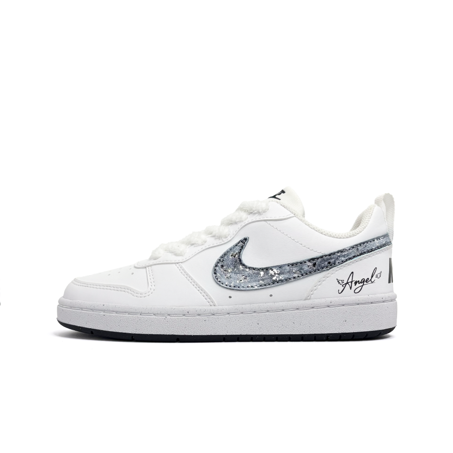 Nike Nike Court Borough Silver Angel Synthetic Leather Abrasion Resistant Low top Kids' Skateboarding Shoes White Teenagers