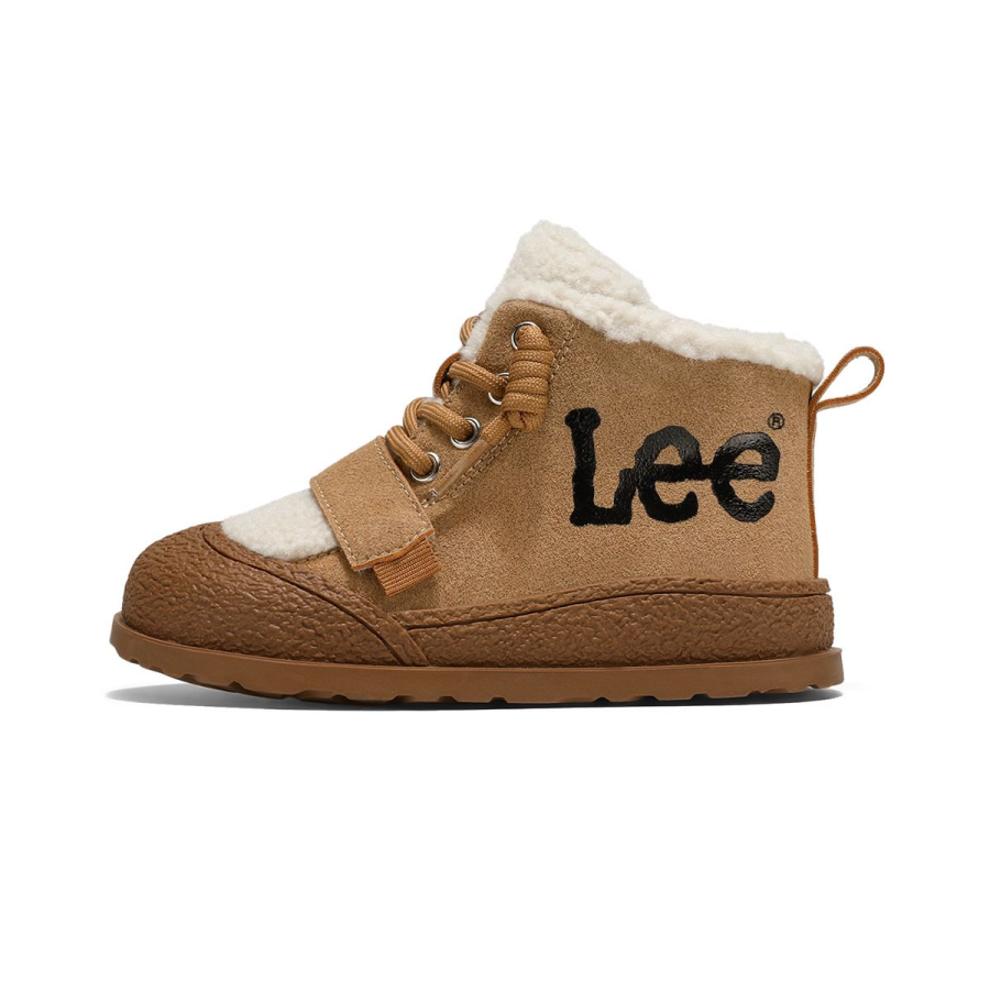 LEE KIDS Fleece Lined Thermal Slip Resistant Abrasion Resistant Fashion Versatile Kids' Snow Boots Camel