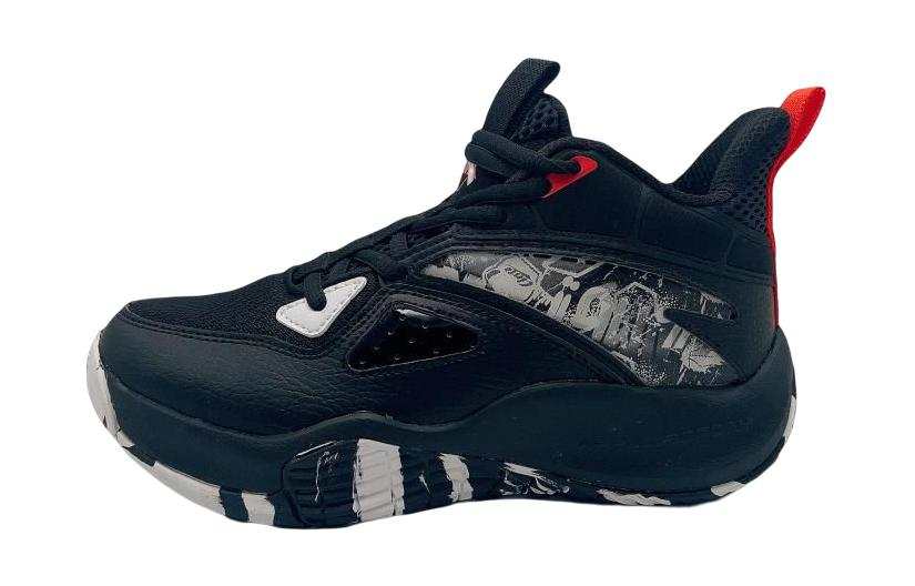 Antakids Anta Slip Resistant Cushioning Abrasion Resistant Mid top Basketball Shoes Black Red Teenagers