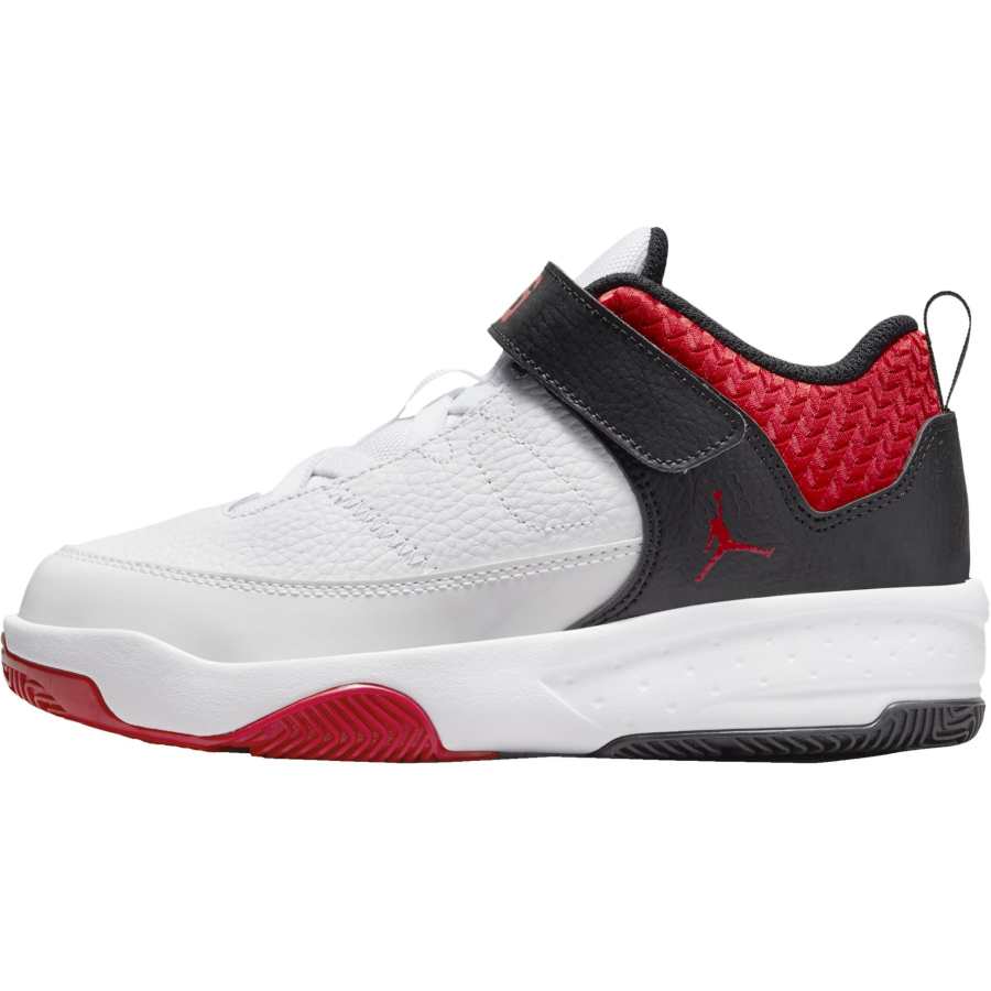 Jordan Jordan Max Aura 3 Abrasion Resistant Mid top Children's Basketball Shoes White Black Red Children Aged 3 7 Years Old