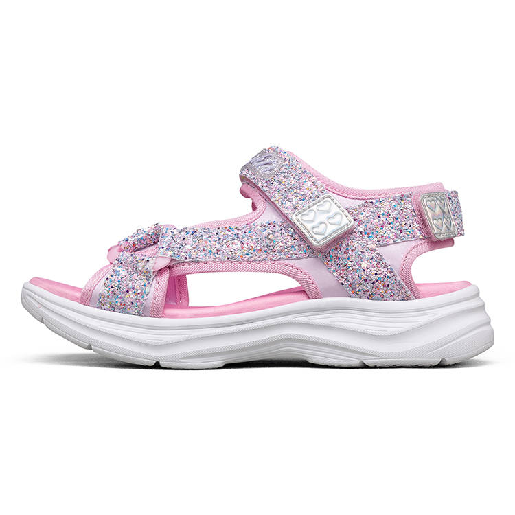 Skechers Glimmer Cute Casual Versatile Comfortable Outdoor Hook and loop Children's Sandals Light Pink Teenagers