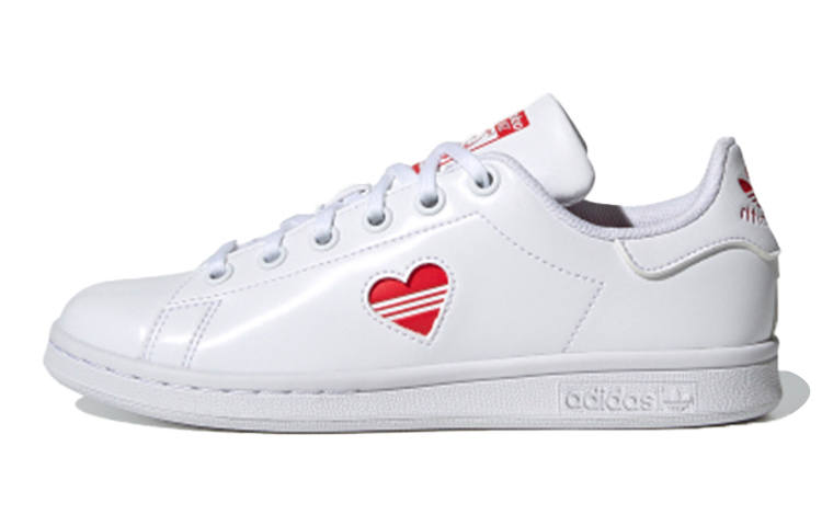 Adidas Originals Stan Smith J Comfortable Breathable Low top Kids' Skateboarding Shoes White Teenagers
