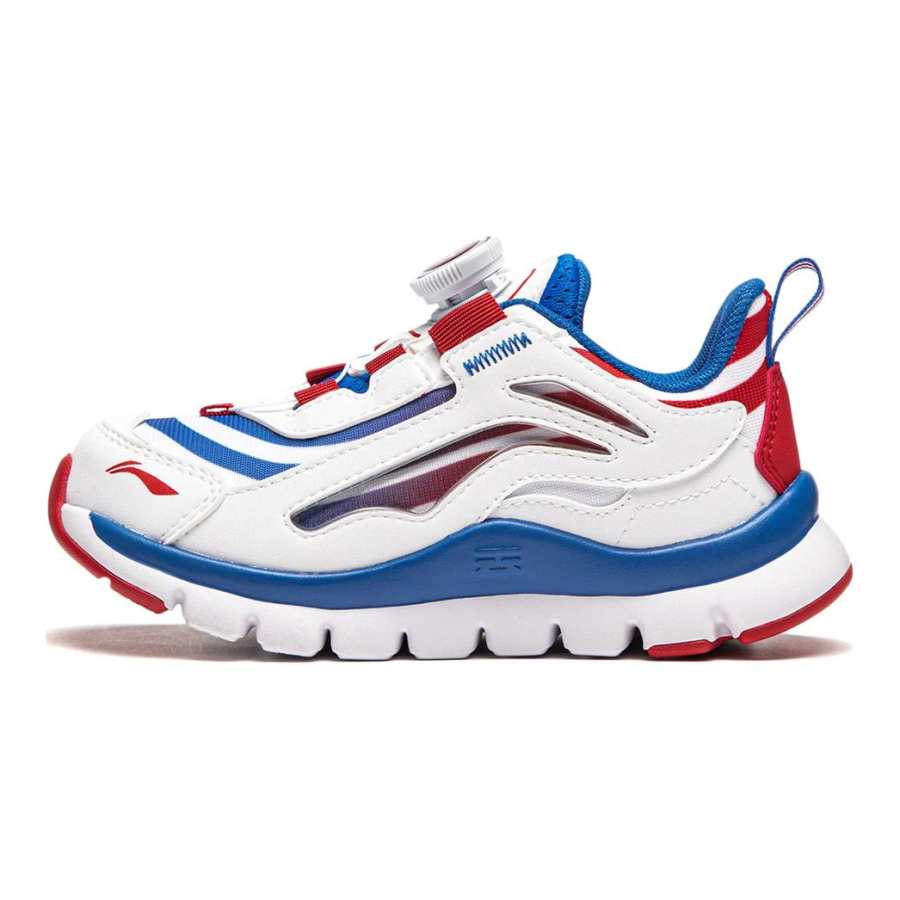 Li-Ning YOUNG Li Ning YOUNG Slip Resistant Cushioning Running Shoes White Blue Red Children Aged 3 7 Years Old