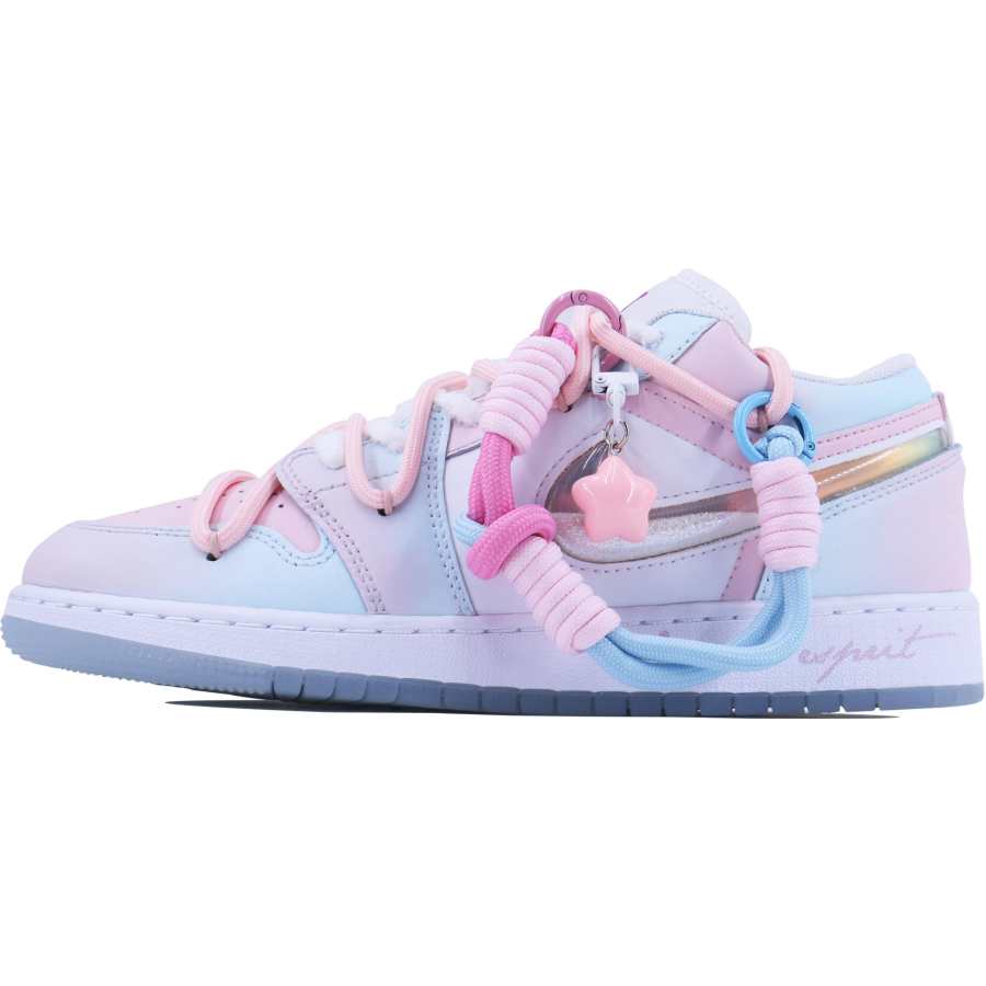Jordan Jordan Air Jordan 1 Abrasion Resistant Abrasion Resistant Low top Children's Basketball Shoes Pink Blue Teenagers