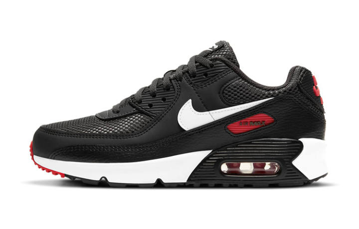 Nike Nike Air Max 90 Dark Smoke Grey Black University Red White GS