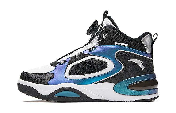 Antakids Thermal Fleece Lined Low top Basketball Shoes Black White Blue Teenagers