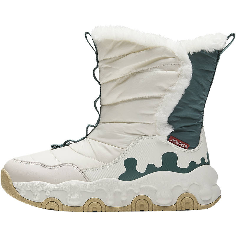 Antakids Trendy Fashion Thickened And Fleece Lined High top Kids' Boots Mud Gray/Sage Green/Ivory White Teenagers