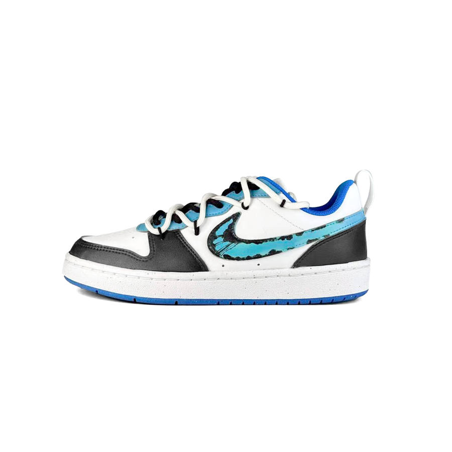 Nike Nike Court Borough Daytime Blue Tone Abrasion Resistant Slip Resistant Low top Kids' Skateboarding Shoes White Black
