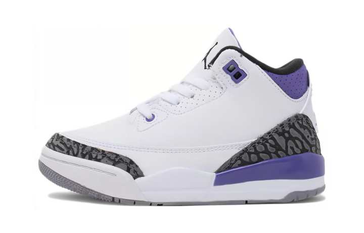 Jordan Jordan Air Jordan 3 'Dark Iris' Slip Resistant Cushioning Abrasion Resistant Mid top Children's Basketball Shoes