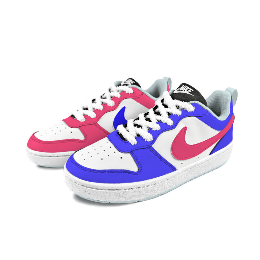 Nike Nike Court Borough Synthetic Leather Slip Resistant Abrasion Resistant Low top Kids' Skateboarding Shoes Purple Blue