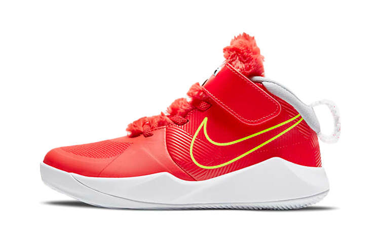 Nike Nike Team Hustle D 9 LI Hook and loop Mid top Children's Basketball Shoes Red Yellow Children Aged 3 7 Years Old