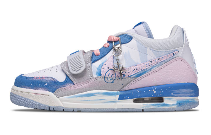 Jordan Jordan Legacy 312 Blue Pink Beat Versatile Slip Resistant Abrasion Resistant Low top Children's Basketball Shoes Blue