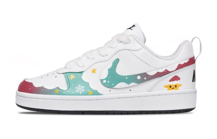 Nike Nike Court Borough Winter Forest Synthetic Leather Cushioning, Wear Resistant Low top Kids' Skateboarding Shoes White
