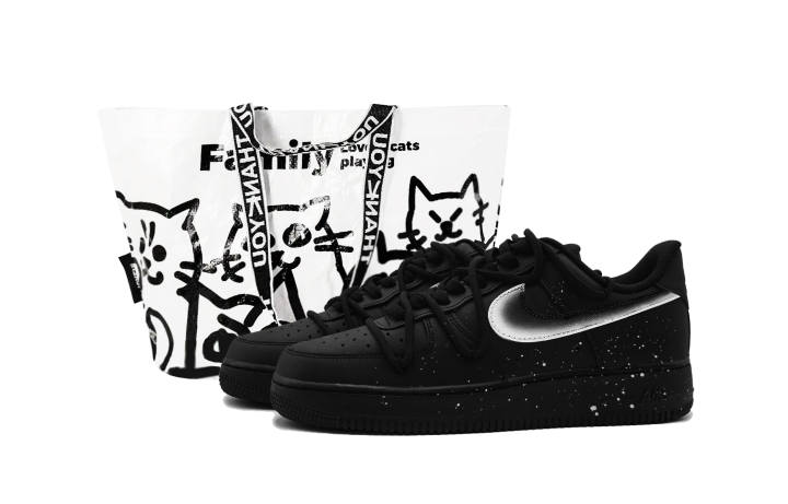 Nike Nike Air Force 1 Black Warrior Abrasion Resistant Slip Resistant Skateboard Shoes Black White Kids'