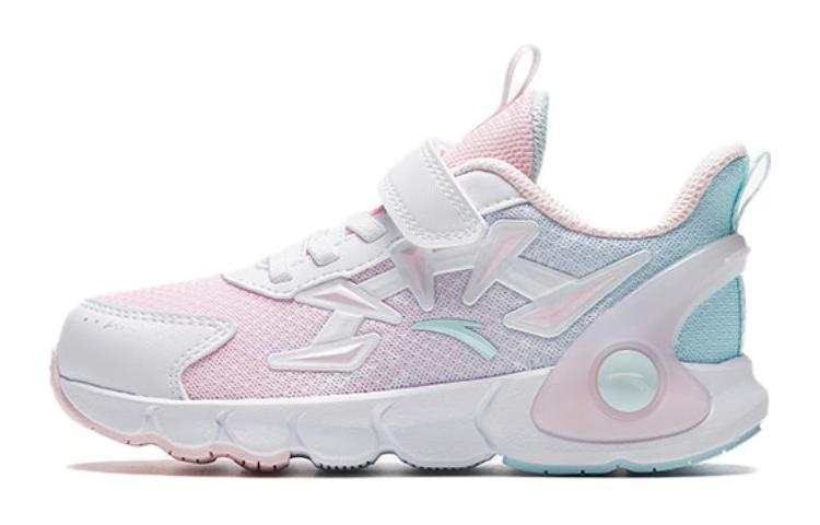 Antakids Hook and loop Slip Resistant Anti Kick Mid top Running Shoes White Pink Teenagers