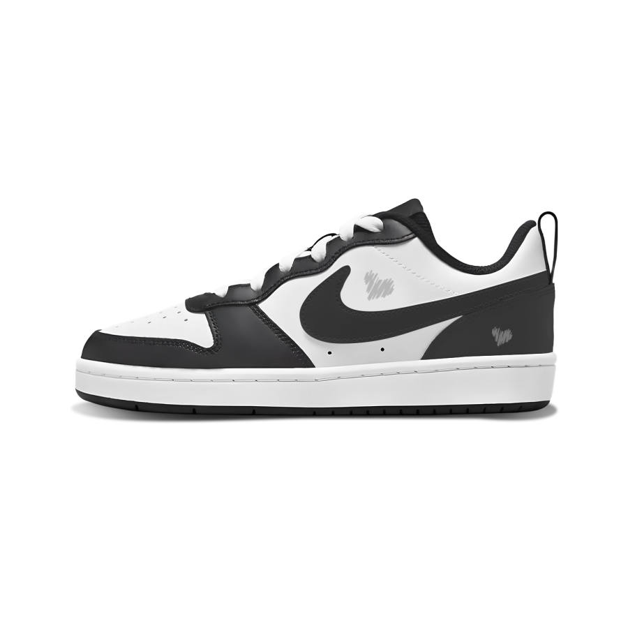 Nike Nike Court Borough Ink Heart Leather Abrasion Resistant Abrasion Resistant Low top Skateboard Shoes Black Kids'