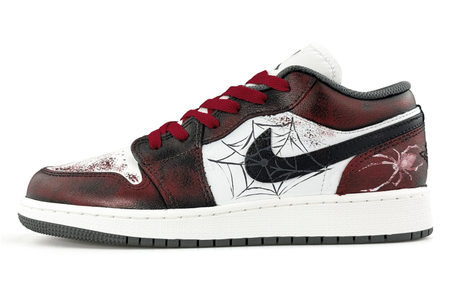 Jordan Jordan Air Jordan 1 Crimson Trap Slip Resistant Abrasion Resistant Low top Children's Basketball Shoes Burgundy Unisex