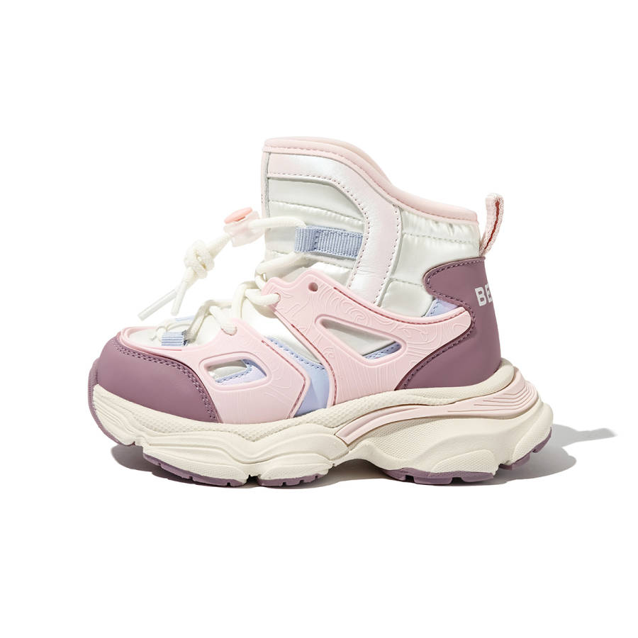 BELLE Synthetic Leather, Textile Fleece lined High top Kids Lifestyle Shoes Beige Purple Kids