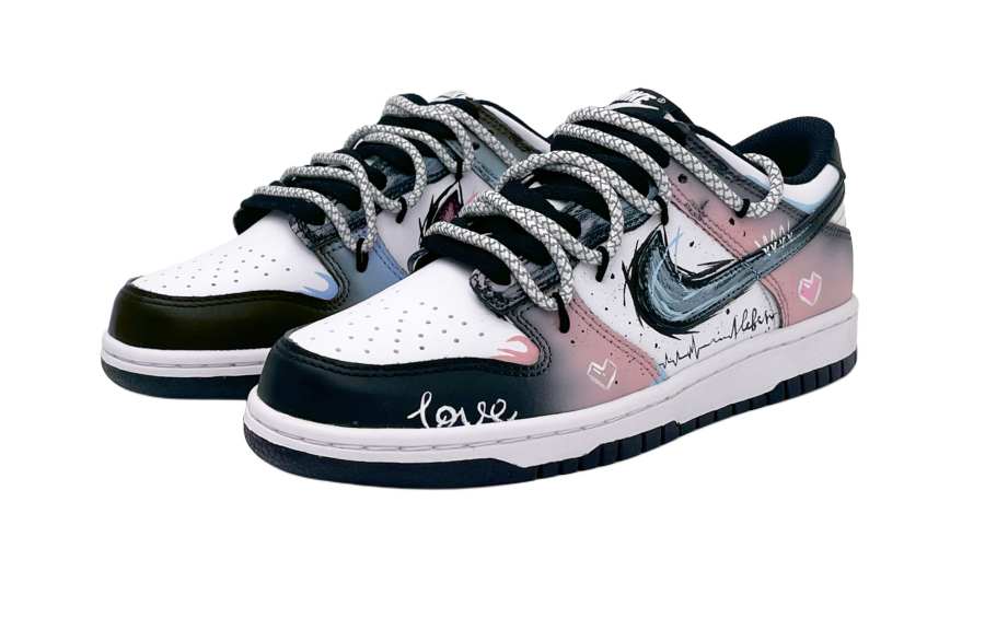 Nike Nike Dunk Love Song Leather Low top Kids' Skateboarding Shoes Blue Pink Teenagers