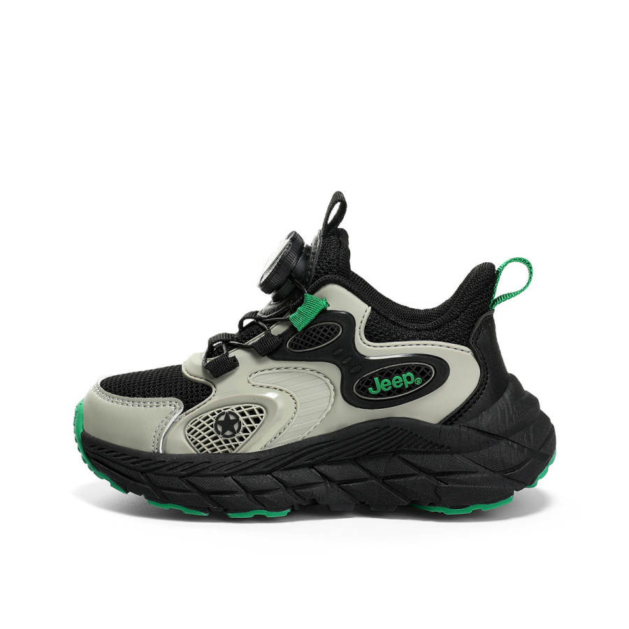 Jeep Synthetic Leather Breathable Low top Kids Lifestyle Shoes Black Sapphire Green Kids'