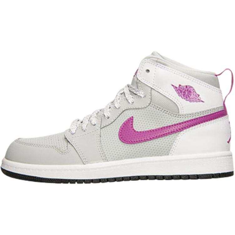 Jordan Jordan Air Jordan 1 Leather High top Children's Basketball Shoes Gray Children Aged 3 7 Years Old